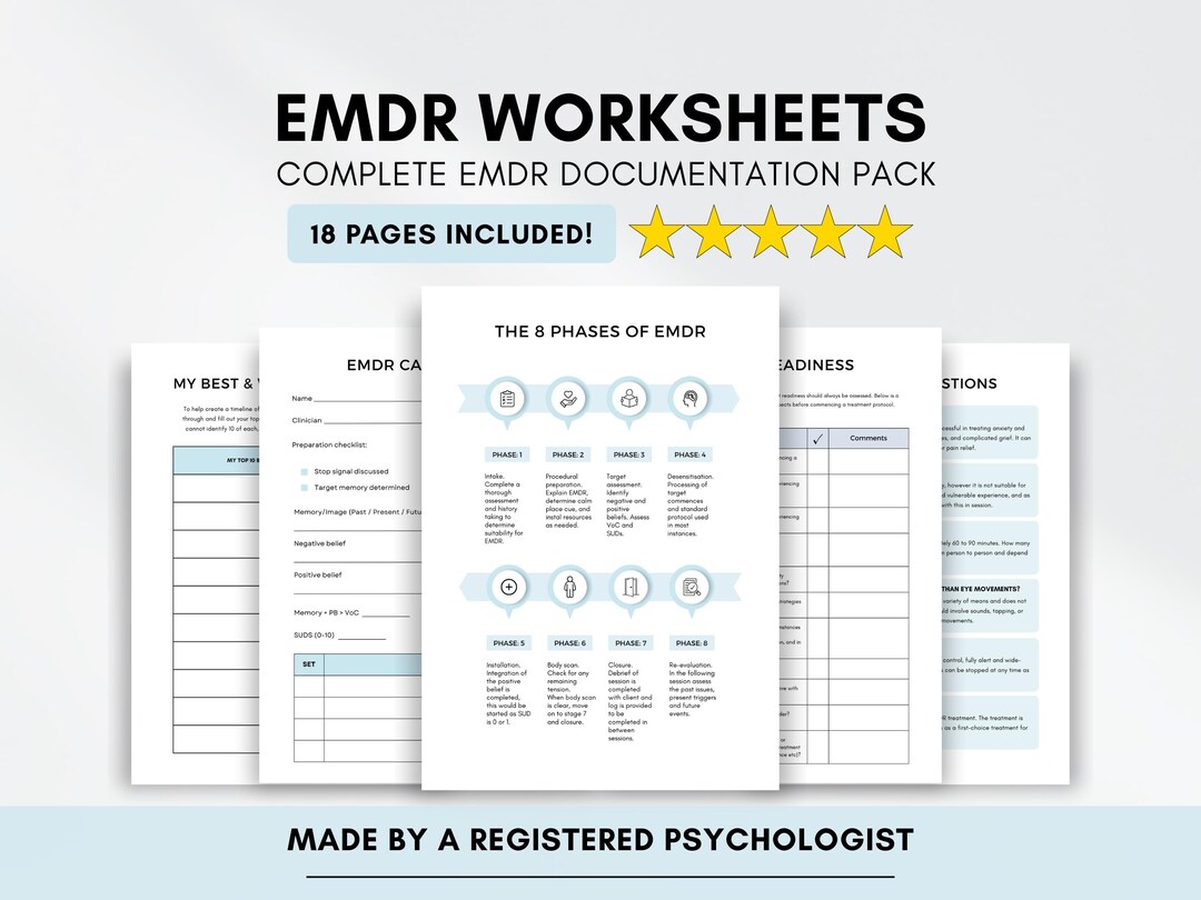 EMDR Therapy Worksheets Bundle With Trauma and PTSD Case Notes (PDF ...