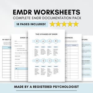 Paquete de hojas de trabajo de terapia EMDR: Trauma, TEPT (Descarga digital)