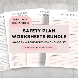 Safety Plan Worksheets Bundle for Therapists: Crisis Plan Template (PDF Fillable)