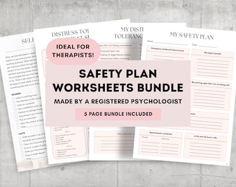 Paquete de hojas de trabajo para planes de seguridad para terapeutas: Plantilla de plan de crisis (PDF rellenable)