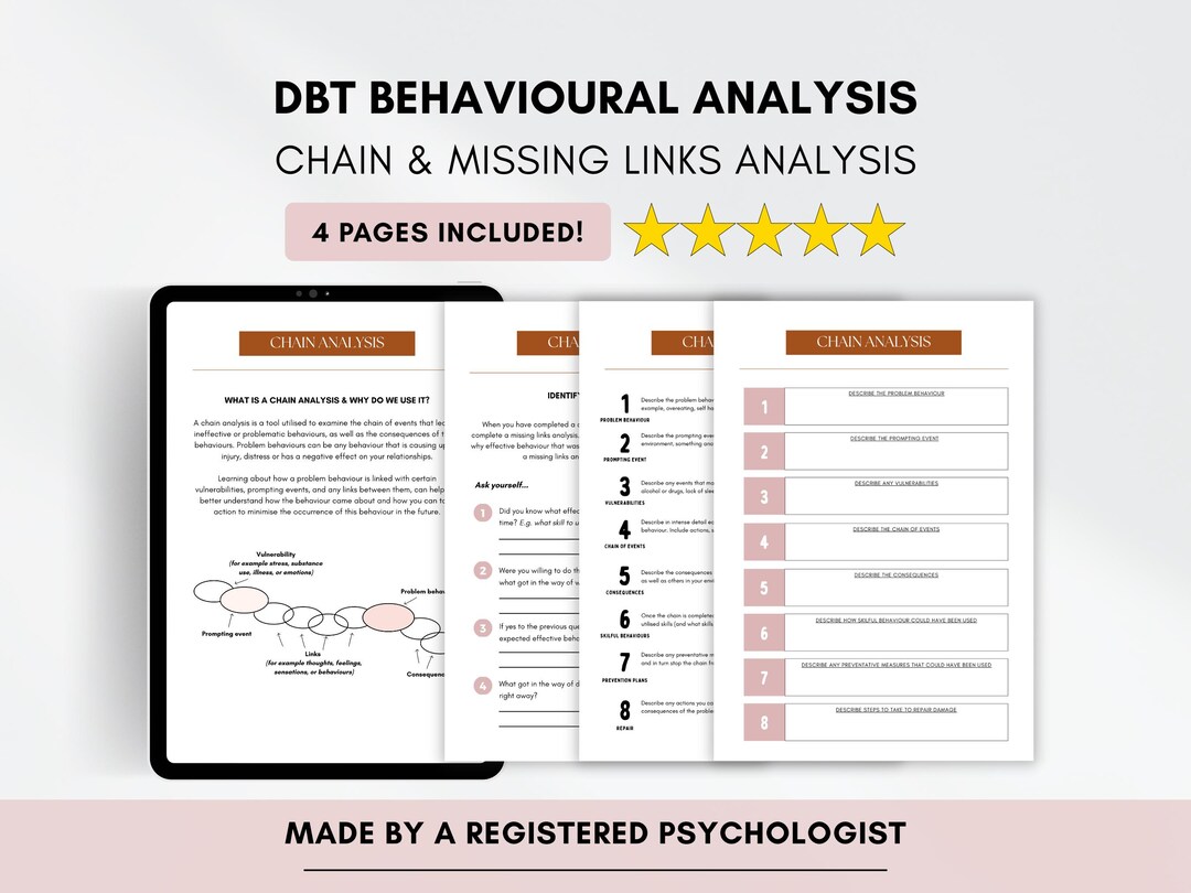 DBT Chain Analysis Worksheets: Therapist Resource (PDF Printable ...