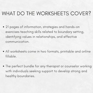 Boundaries Worksheet Bundle for Healthy Boundary Setting