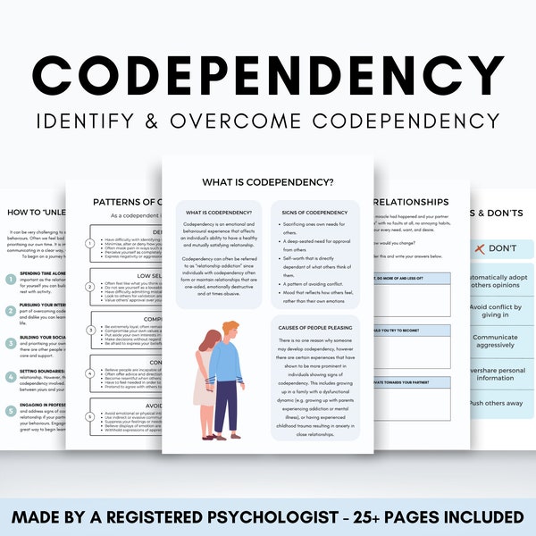 Codependency Worksheets to Build Confidence and Independence, Self Esteem Therapy Work, Boundary Setting Workbook, Healthy Relationships