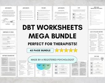 Megapaquete de hojas de trabajo sobre habilidades DBT: Recurso para terapeutas con habilidades de afrontamiento (descarga digital en PDF)