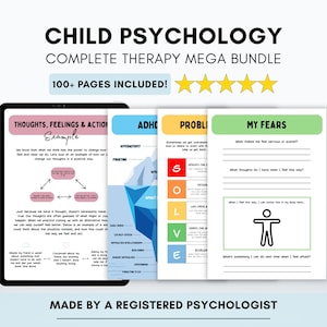 Child Psychology Bundle: CBT Therapy Worksheets for Kids (Digital Download)