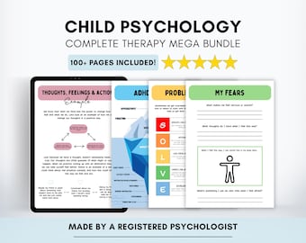 Child Psychology Bundle: CBT Therapy Worksheets for Kids (Digital Download)