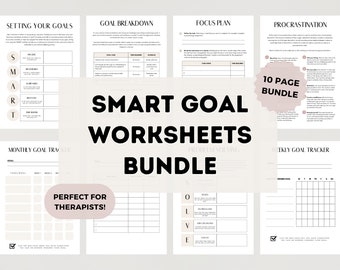 SMART Goal Template Bundle | Smart Goal Worksheets | Goal Setting | Goal Planner Printable Workbook | Goal Tracker | Goal Journal