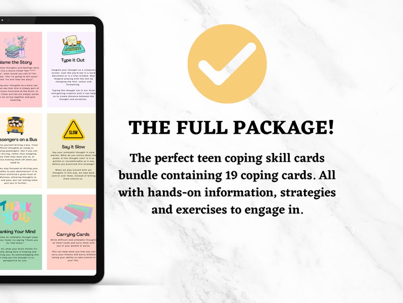 Teen Anxiety Coping Skills Cards