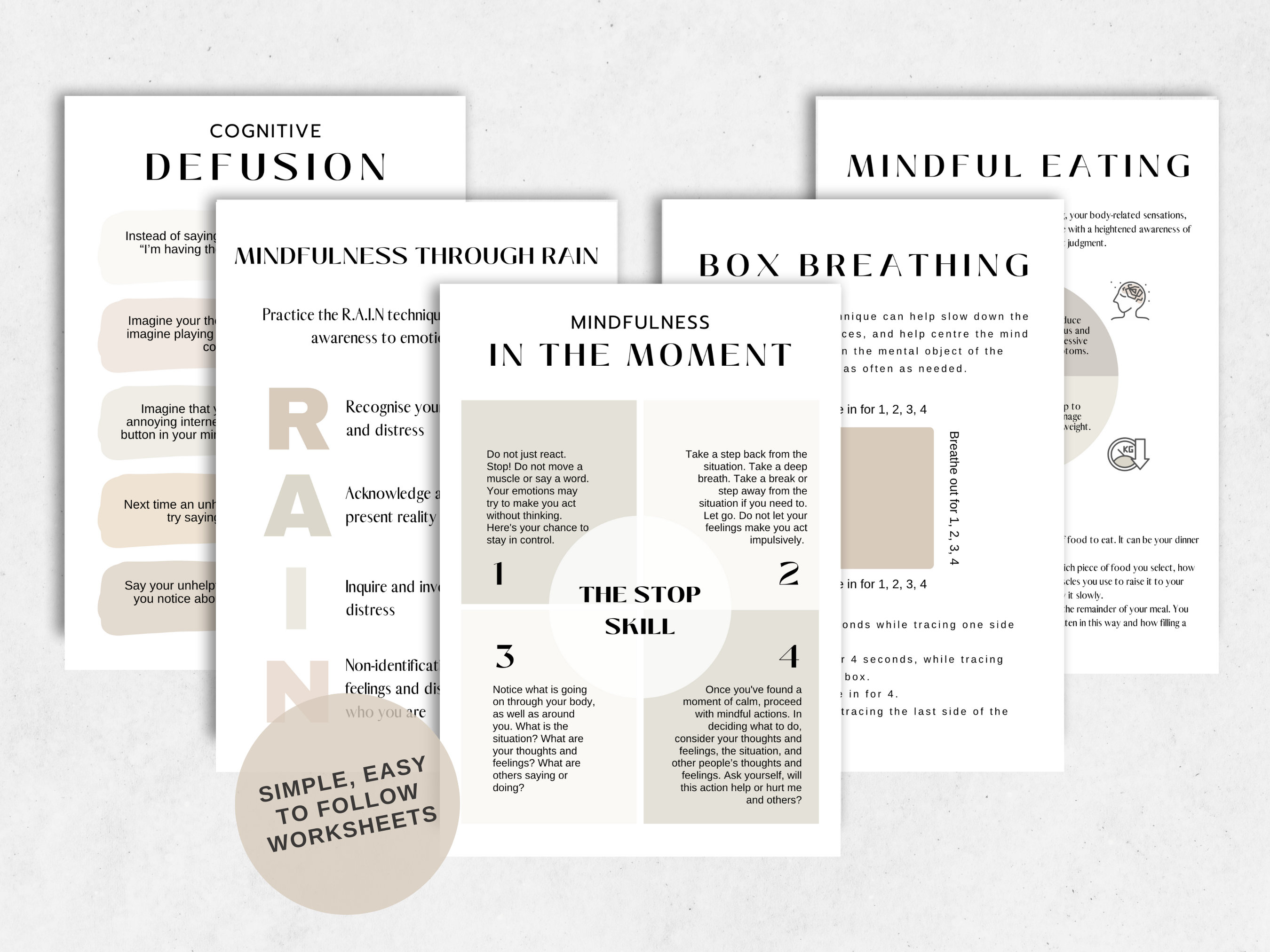 Cognitive Diffusion Worksheets.pdf Mindfulness & Grounding Worksheets With Dropping Anchor and Cognitive ...