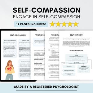Self Compassion Worksheet Bundle to Learn Self-Compassion and Positive Self Talk
