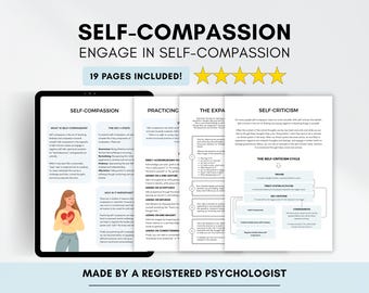 Self-Compassion Worksheet Bundle: Positive Self-Talk, Therapist Resource (Digital Download)
