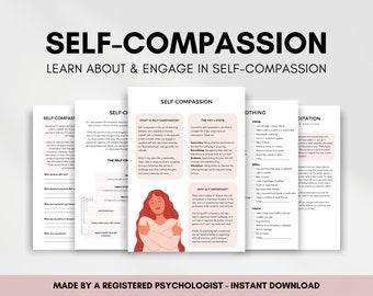 Self Compassion Worksheet Bundle for Identifying Triggers of Self Criticism & Self Sabotage, Therapist Resource for Building Self Esteem