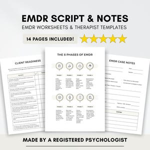 EMDR Worksheets Bundle with Client Script, Therapy Notes & Assessment (PDF Digital Download)