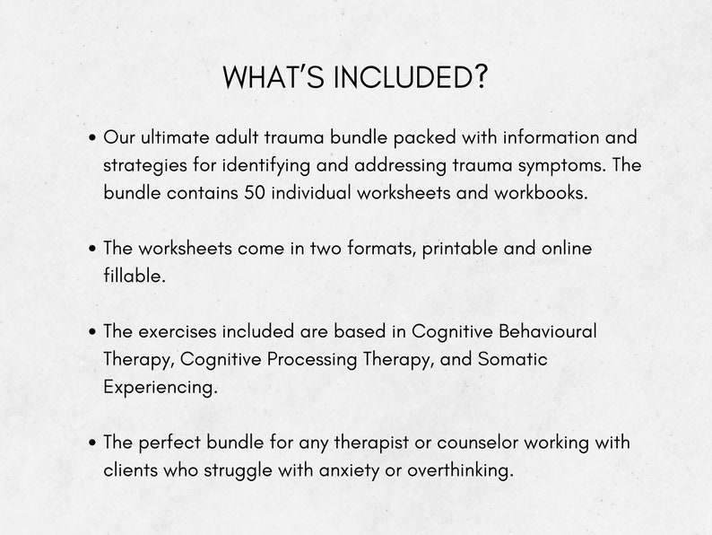 Trauma Worksheets Adult MEGA Bundle