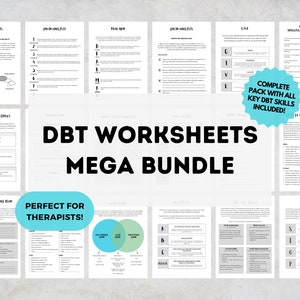 DBT Worksheets Bundle | DBT Skills Workbook | DBT for Teens and Adults | Dbt Coping Skills | Psychology Worksheets | Therapy Resources
