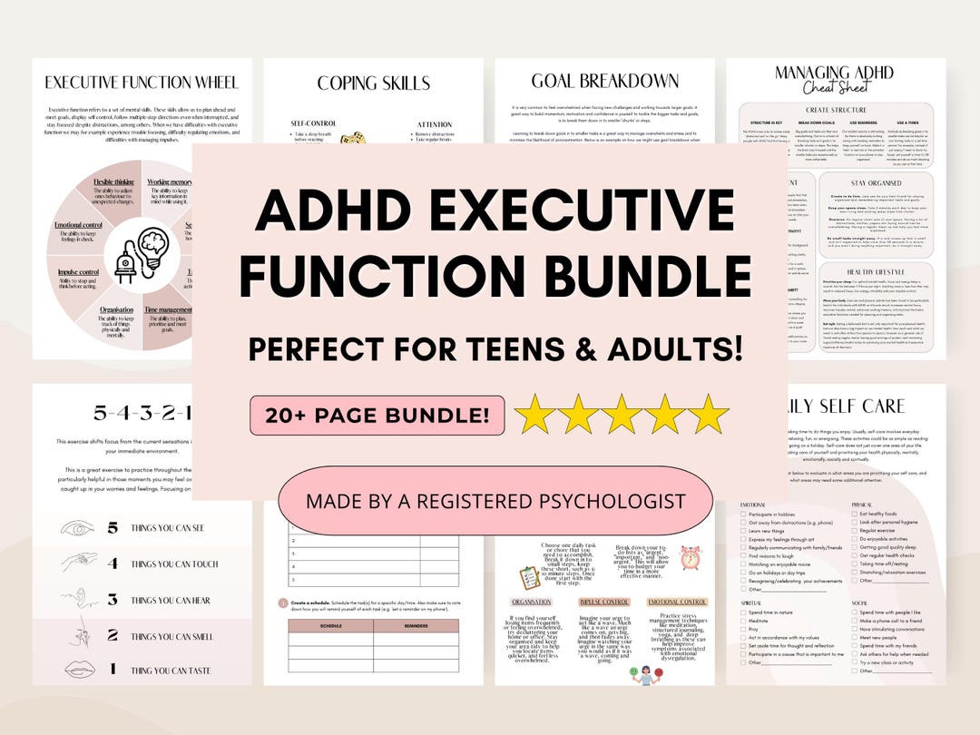 ADHD Executive Functioning Worksheets for Teens & Adults Online ...