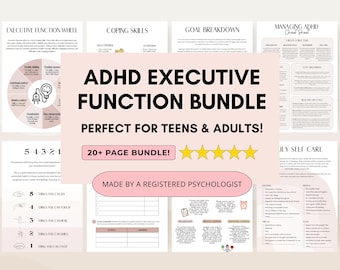 ADHD Executive Functioning Worksheets for Teens & Adults Online Fillable (PDF Digital Download)
