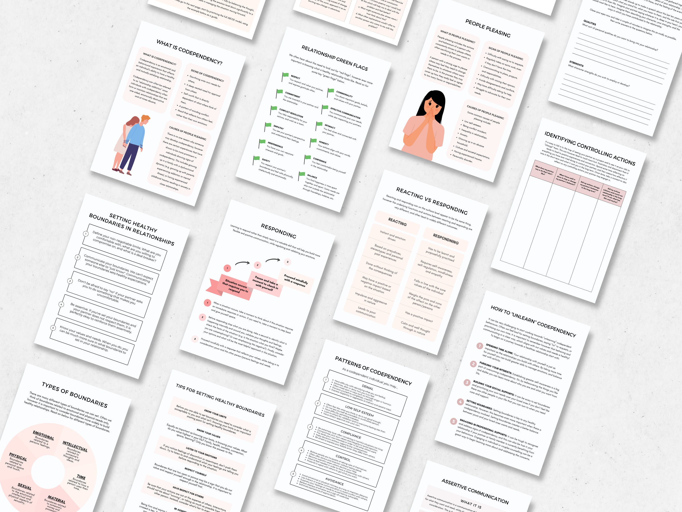 Codependency Worksheets Bundle With Boundary Setting Therapist Resource ...