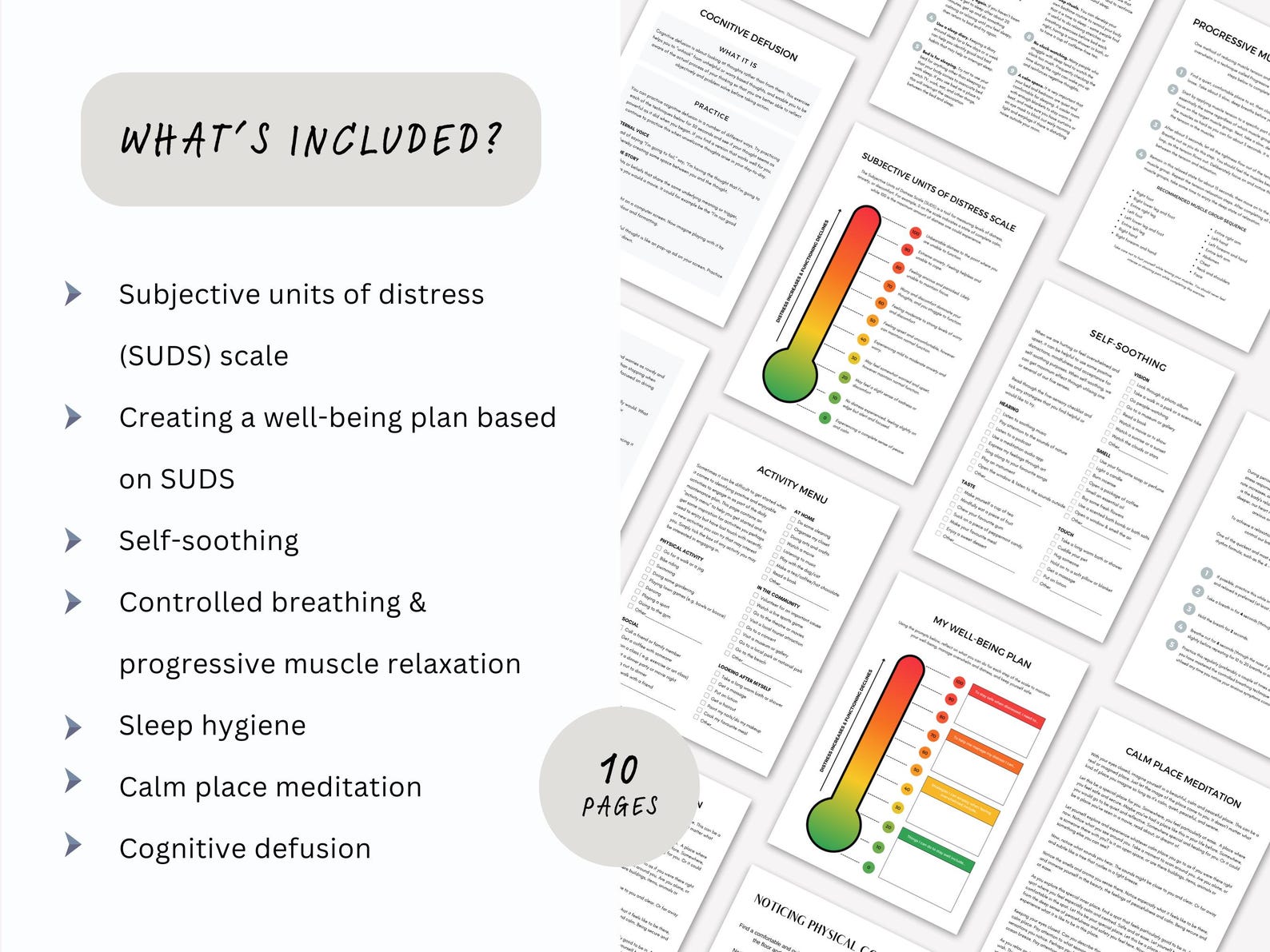 Cognitive Diffusion Worksheets.pdf SUDS Anxiety Worksheets: Therapist Cognitive Defusion Resource (PDF ...