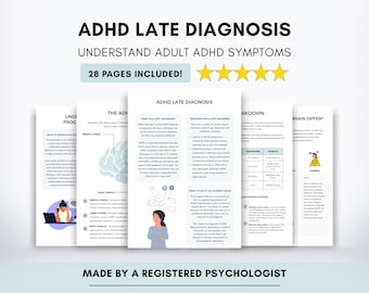 ADHD Late Diagnosis Therapy Worksheets, Executive Functioning for Adults (PDF Digital Download)
