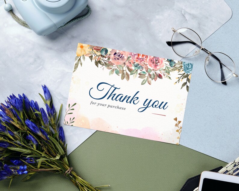 Editable Thank You Card,, Printable Cards, Etsy