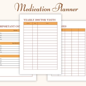 Medication tracker, health log, medication log, printable medication tracker sheet, print at home medication log, monthly medication log