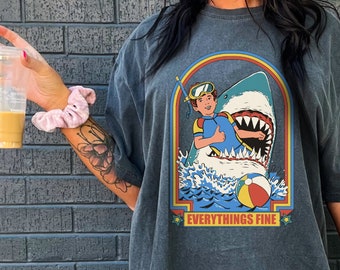 Everything&#39;s Fine Comfort Colors TShirt,  Shark, Comfort Colors, Halloween, Comfort Colors Shirt, Halloween Shirt, Vintage Shirt, Vintage