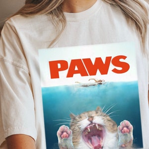 PAWS Comfort Colors Shirt, Cat Shirt, Horror Movie Shirt, Cat Mom Shirt, Cats, Jaws Shirt, Jaws, Comfort Colors, Comfort Colors Shirt, Scary