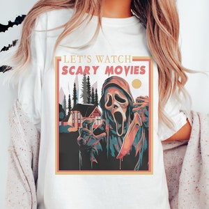 Let&#39;s Watch Scary Movies Comfort Colors T-Shirt, Comfort Colors, Ghostface, Ghost Face TShirt, Scream Shirt, Horror Movie Shirt, Scary Movie