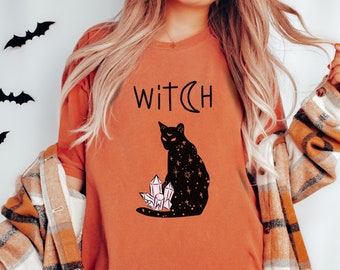 Cat Witch Comfort Colors TShirt, Cat TShirt, Cat Shirt, Comfort Colors, Witch Shirt, Cats, Cat Shirts, Witch TShirt, Salem, Witchy Shirt