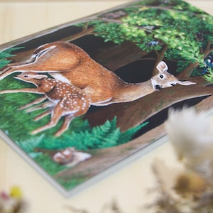 Bambi A5 Notebook - 60 Blank pages Recicled paper Handmade - Deer Notebook - Forest Notebook - Book Fan art
