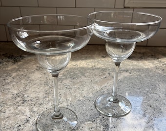Vintage Clear Crystal Margarita Glasses (Set of 2)