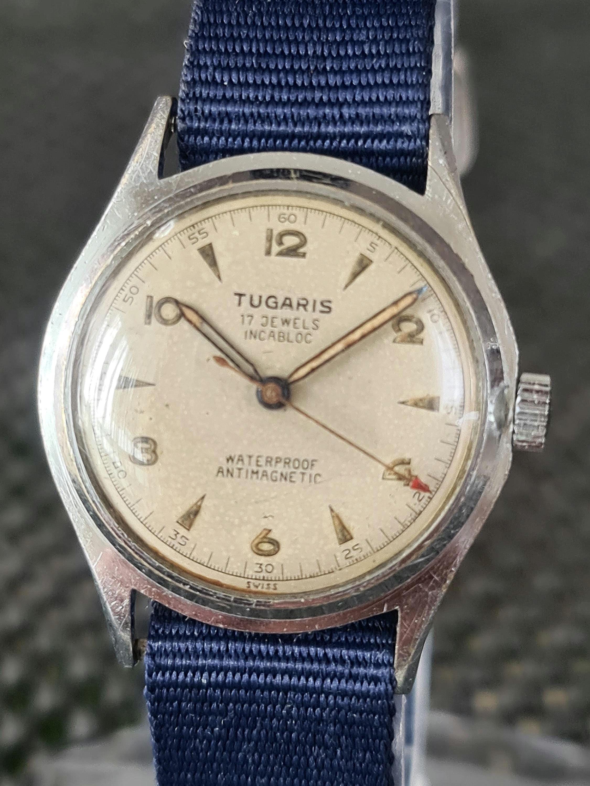 Rare Mens 1940s TUGARIS 17 Jewel Incabloc Military Style Mechanical Watch Etsy