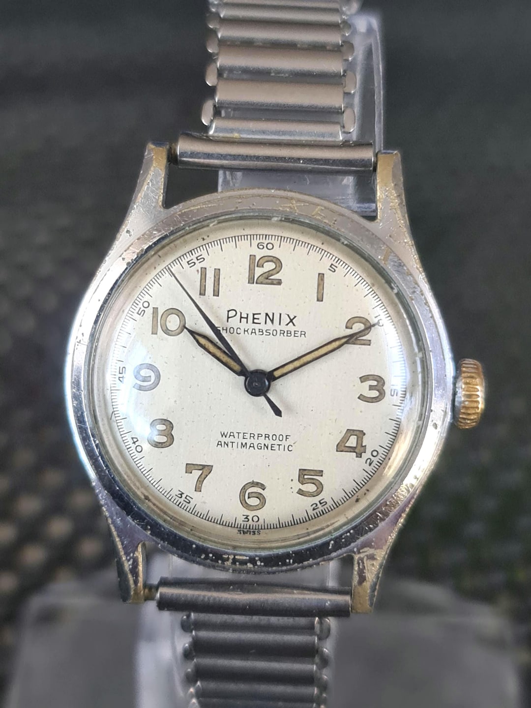 ヴィンテージ ハンド オブジェ Mens WW11 Era PHENIX 17 Jewels Military Style Mechanical Bonklip