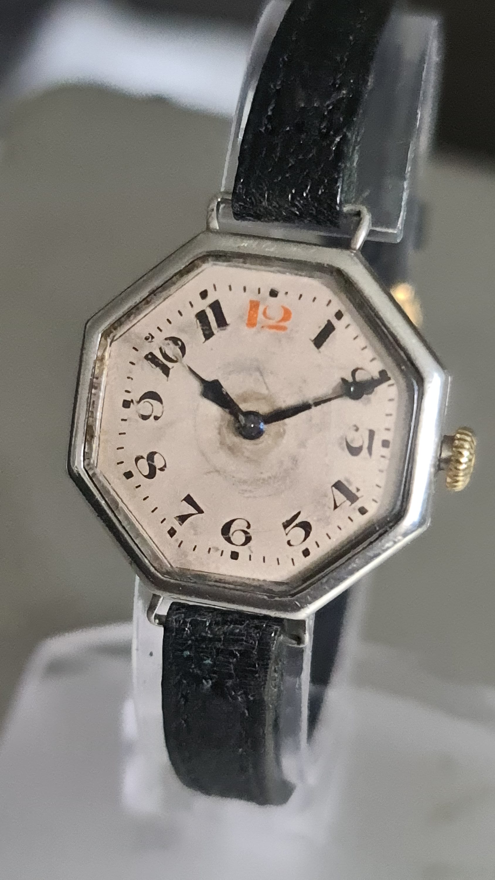 Antique 1914 ADOLF SCHILD 15 Jewels Sterling Silver Octagonal - Main Image