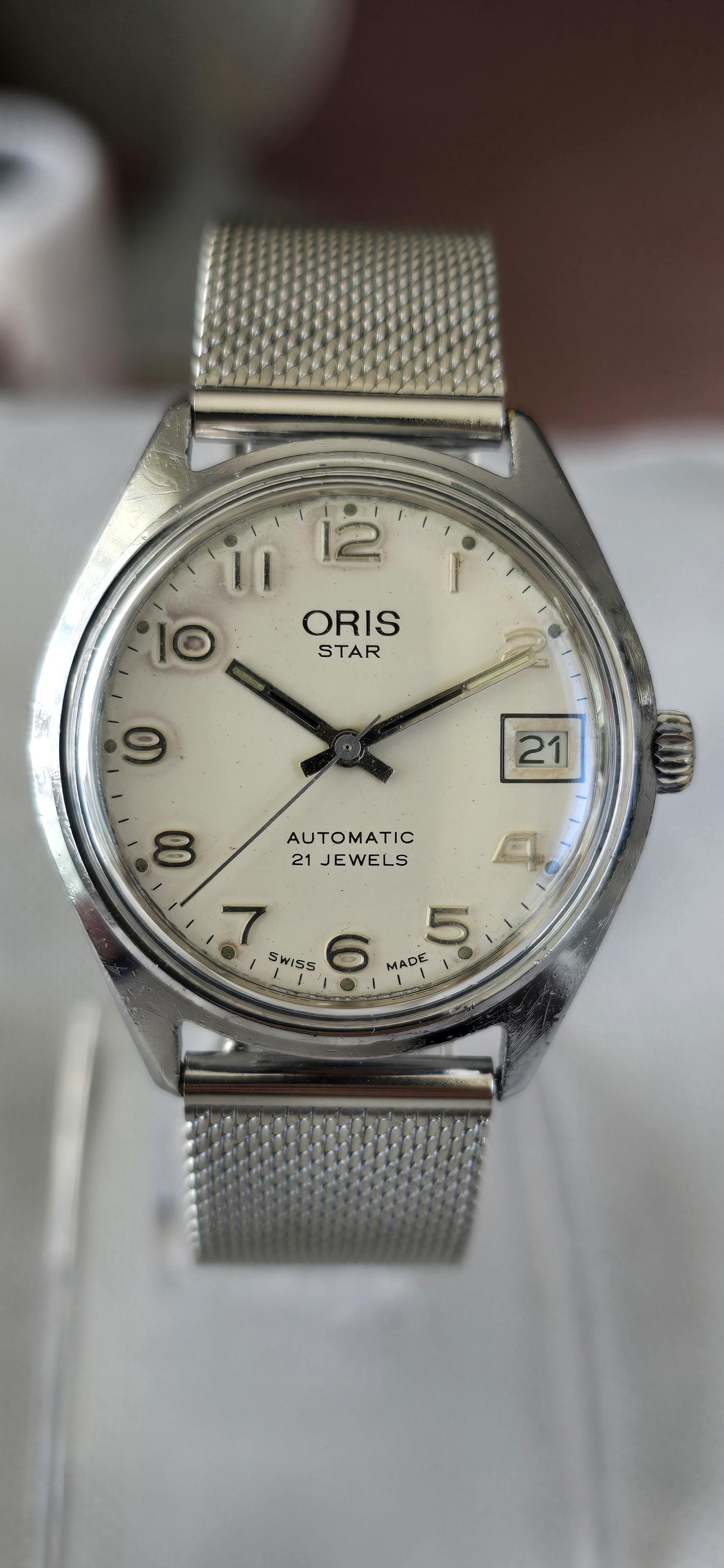 Mens Vintage ORIS STAR DATE 21 Jewels Swiss Made Automatic