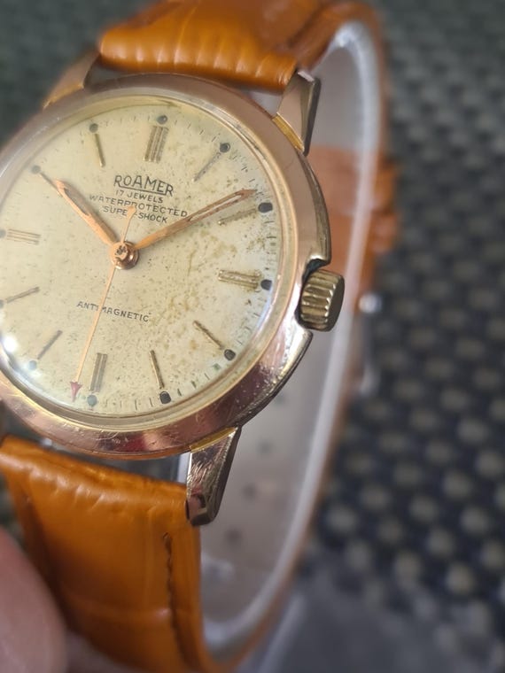 Mens Vintage Rose Gold Plated ROAMER Super Shock 17 J MST 372 Mechanical Watch Etsy UK