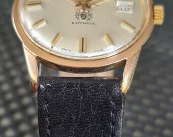 【Fujo】TECHNOS goldshield 25JEWELS(78 Antiques Atlas - Gents 9ct Gold Technos Goldshield