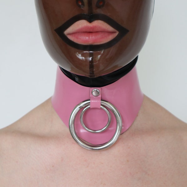 Collier de restriction en latex double anneau - unisexe - réalisé sur commande