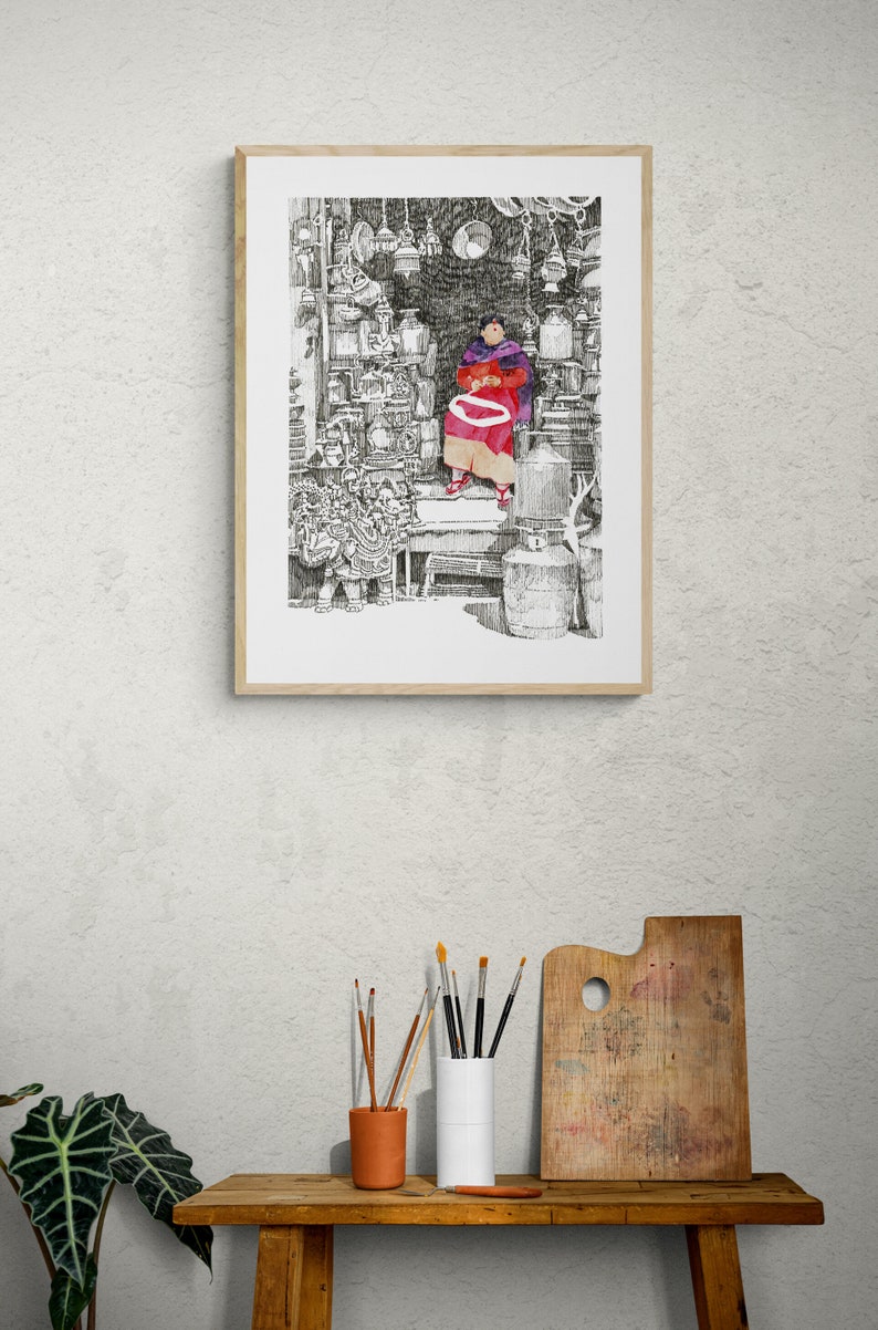 Pasal Nepal Wall Art Monochrome Nepalese Art Nepali Art Original Art