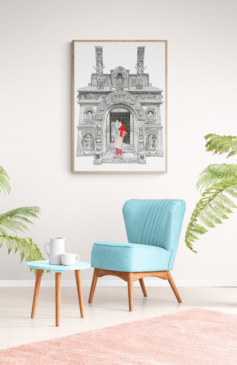 The Golden Temple Lalitpur Nepal Wall Art Monochrome Nepalese Art