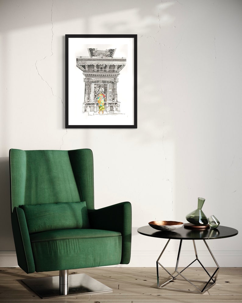 Prarthana prayers Nepal Wall Art Monochrome Nepalese Art Nepali Art