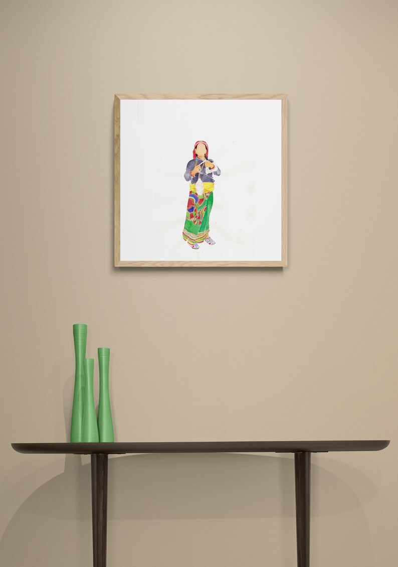 Women in Dolpo Nepal Wall Art Watercolor Nepali Art Original Art Print