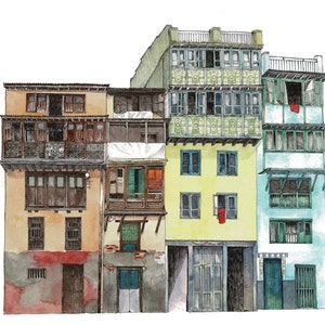 Pursuing the humble abodes II - Nepal Wall Art | Watercolor | Nepali Art | Original Art Print | Kathmandu Decor