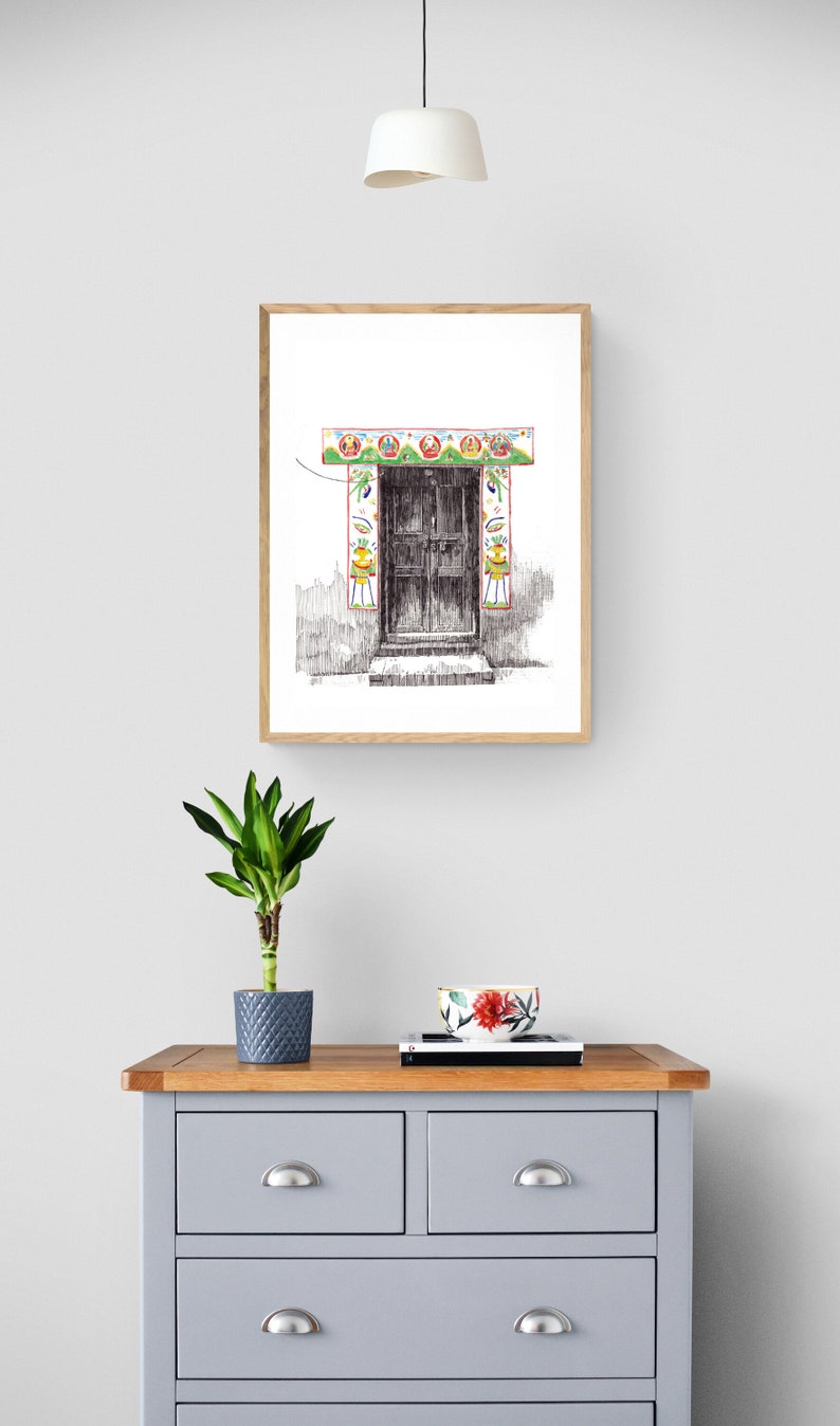 Lukha Duwa Lalitpur Nepal Wall Art Monochrome Nepalese Art Watercolor