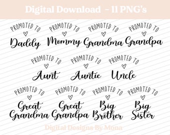 Pregnancy Announcement Bundle, Promoted To PNG Bundle, Promoted To Daddy PNG, Sublimation Designs, T-shirt Designs, Digital Download