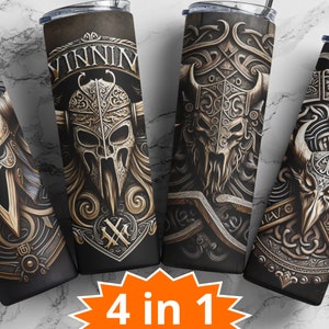 Vikings 20oz Skinny Tumbler, Viking Sublimation Design, Straight Viking Wrap Design (4 for the price of 1)