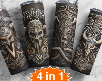 Vikings 20oz Skinny Tumbler, Viking Sublimation Design, Straight Viking Wrap Design (4 for the price of 1)