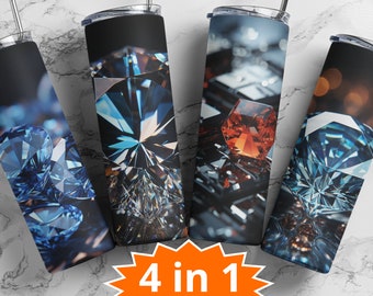 Diamond 20 oz Skinny Tumbler Sublimation Design, Instant Digital Download PNG, Straight Tumbler Wrap PNG, 4 for the price 1