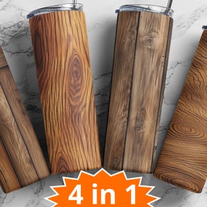 Wood Grain 20 oz Skinny Tumbler Sublimation Design, Instant Digital Download PNG, Straight Tumbler Wrap PNG, 4 for the price 1